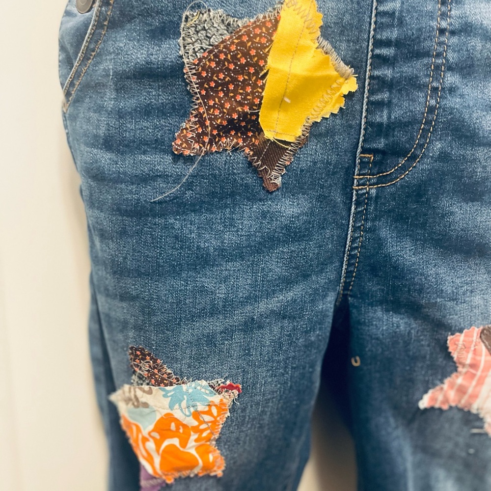 Custom patchwork overalls star pattern - Picture 3 of 6